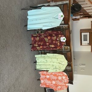 4 Tommy Bahama button down shirts in a bundle; 3 are XL and 1 is XXL
